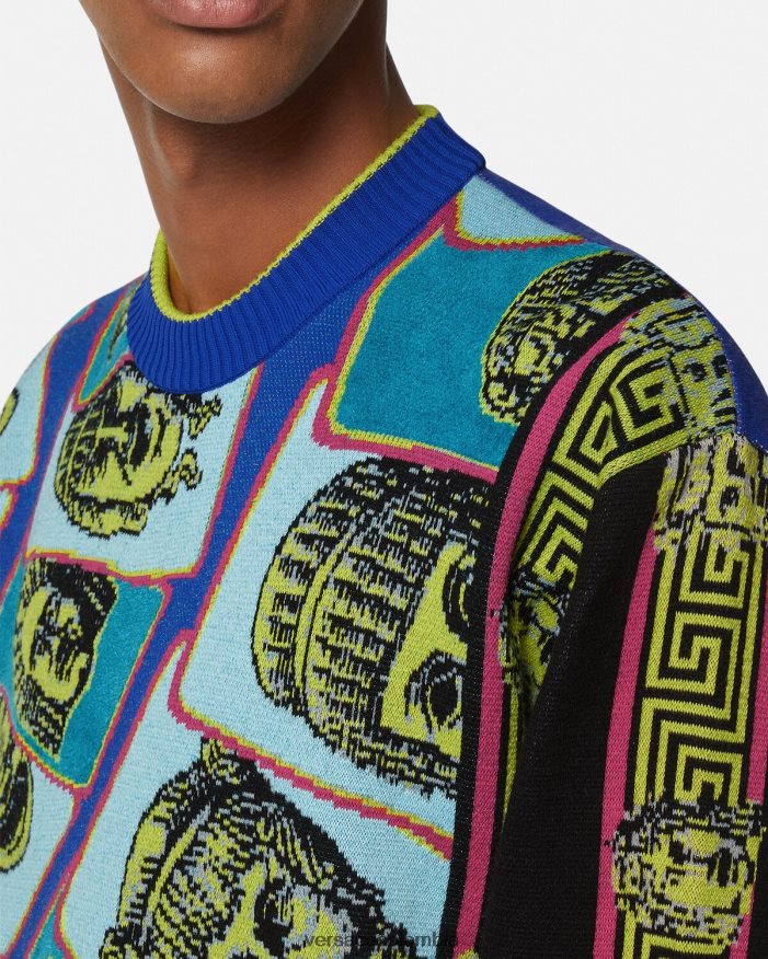 hombres suéter le maschere jacquard Versace imprimir 2RP40F1335 ropa