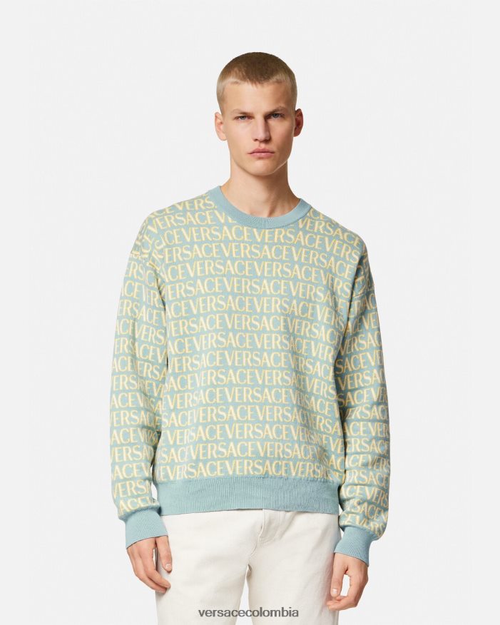 hombres suéter tejido en toda la prenda Versace imprimir 2RP40F1325 ropa