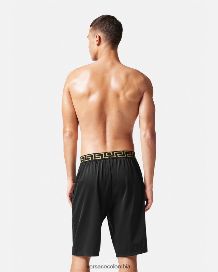 hombres bañadores largos con borde de Greca Versace negro 2RP40F1455 ropa