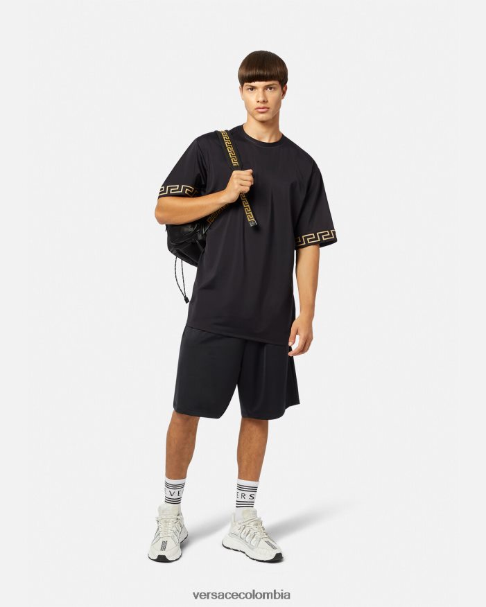 hombres camiseta de gimnasio con greca Versace negro 2RP40F1454 ropa