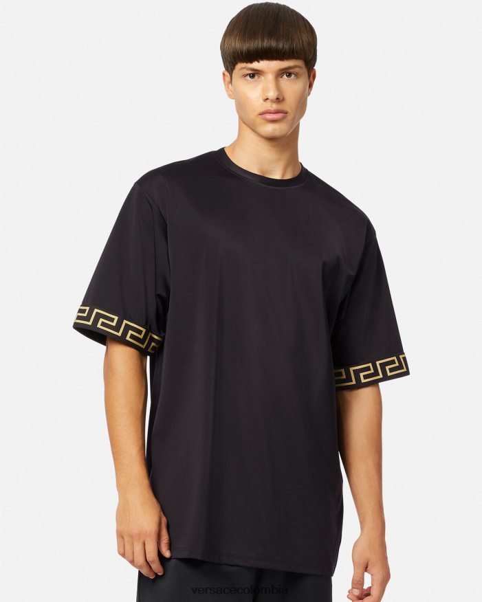 hombres camiseta de gimnasio con greca Versace negro 2RP40F1454 ropa