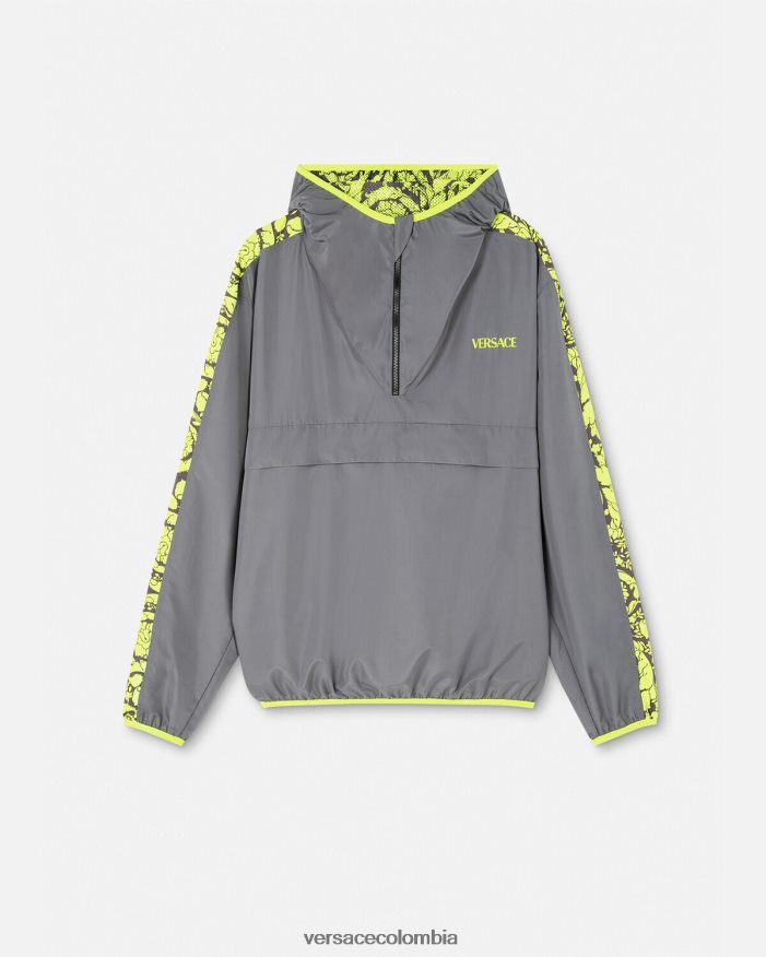 hombres chaqueta deportiva con silueta barroca Versace gris y lima 2RP40F1461 ropa