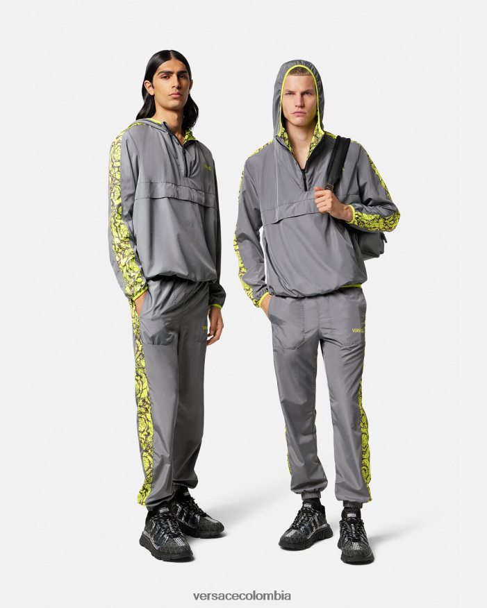 hombres chaqueta deportiva con silueta barroca Versace gris y lima 2RP40F1461 ropa
