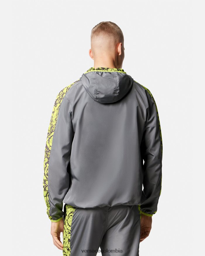 hombres chaqueta deportiva con silueta barroca Versace gris y lima 2RP40F1461 ropa