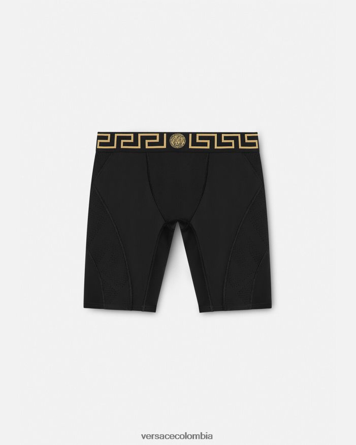 hombres pantalones cortos de ciclismo con greca Versace negro 2RP40F1456 ropa