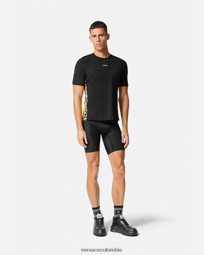 hombres pantalones cortos de ciclismo con greca Versace negro 2RP40F1456 ropa