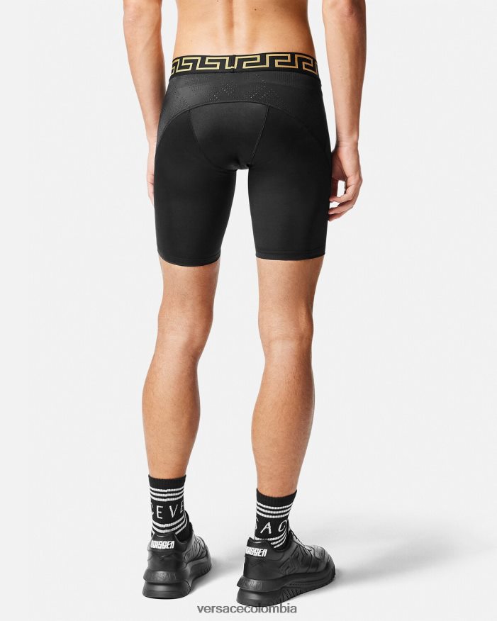 hombres pantalones cortos de ciclismo con greca Versace negro 2RP40F1456 ropa