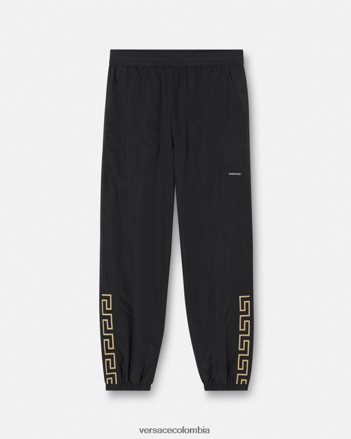 hombres pantalones deportivos con Greca de nailon Versace negro 2RP40F1453 ropa
