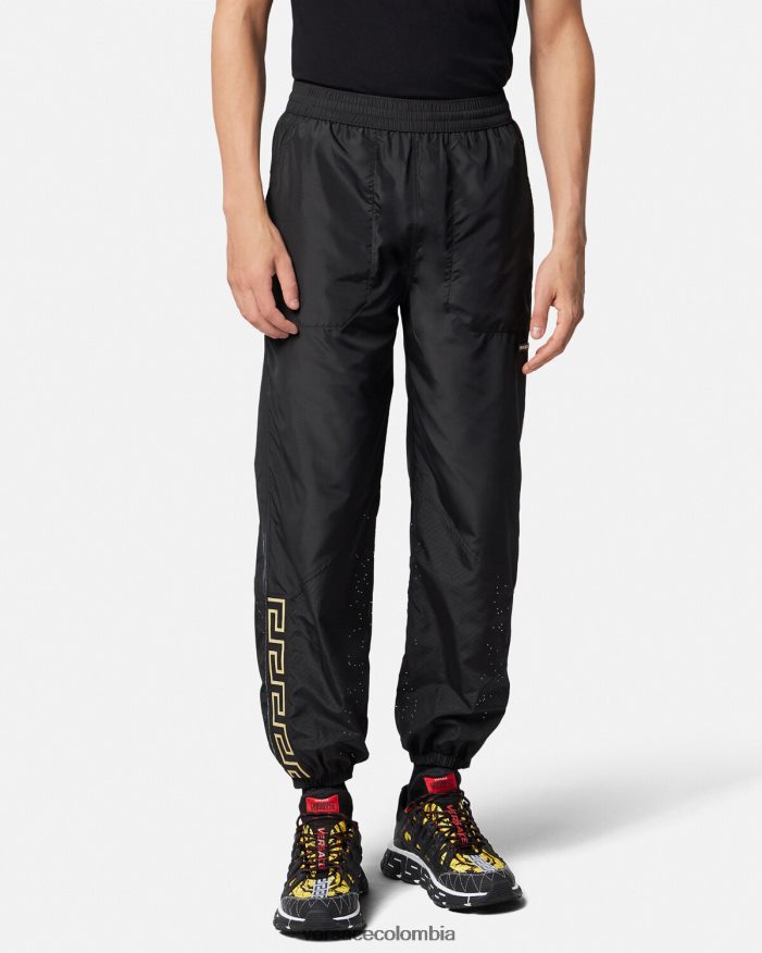 hombres pantalones deportivos con Greca de nailon Versace negro 2RP40F1453 ropa