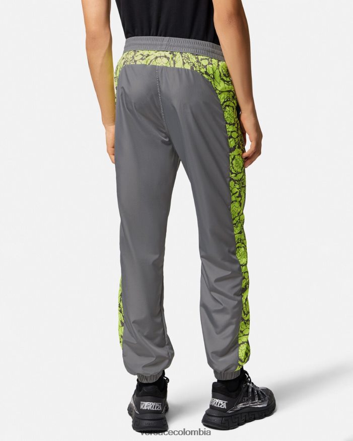 hombres pantalones deportivos con silueta barroca Versace gris y lima 2RP40F1460 ropa