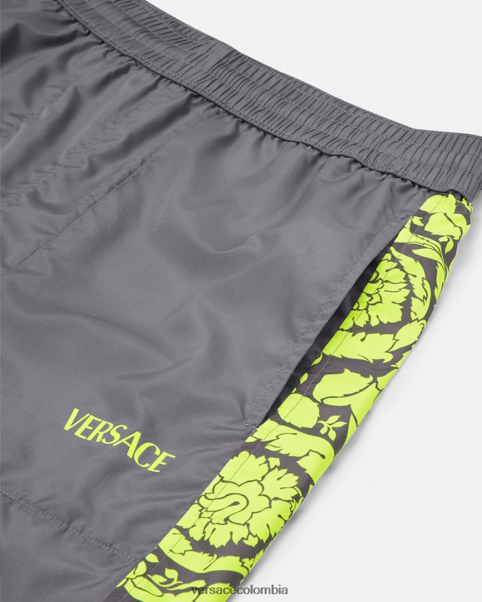 hombres pantalones deportivos con silueta barroca Versace gris y lima 2RP40F1460 ropa