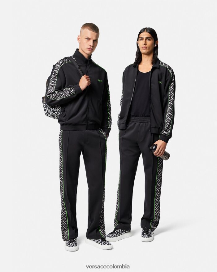 hombres pantalones deportivos de nailon con la greca Versace imprimir 2RP40F1457 ropa
