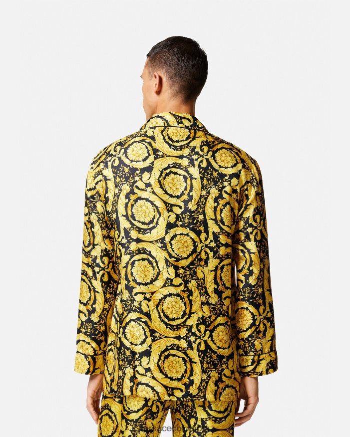 hombres camisa de pijama de seda con estampado barroco Versace imprimir 2RP40F1735 ropa interior y ropa de playa