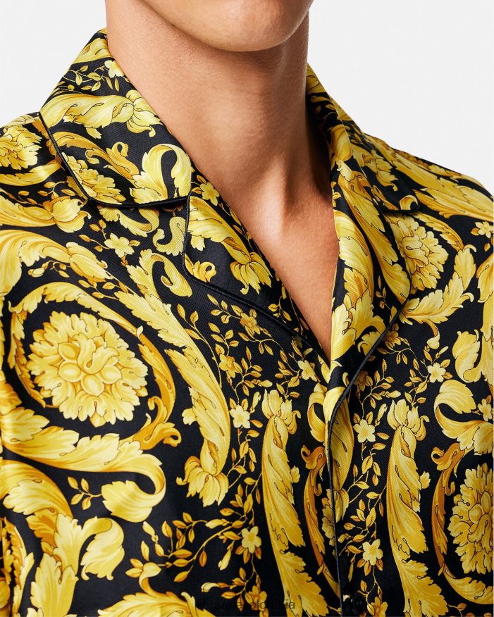hombres camisa de pijama de seda con estampado barroco Versace imprimir 2RP40F1735 ropa interior y ropa de playa