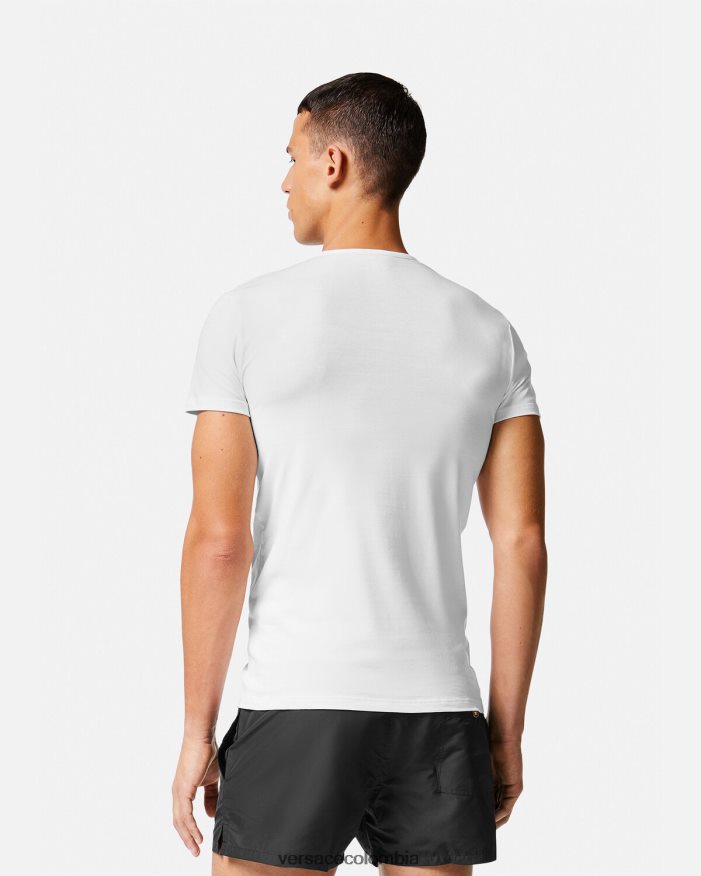 hombres camiseta medusa Versace blanco 2RP40F1733 ropa interior y ropa de playa