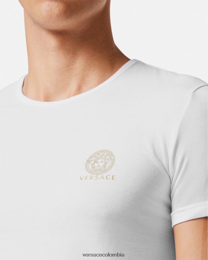 hombres camiseta medusa Versace blanco 2RP40F1733 ropa interior y ropa de playa