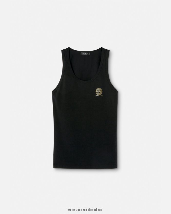 hombres camiseta sin mangas con medusa Versace negro 2RP40F1734 ropa interior y ropa de playa