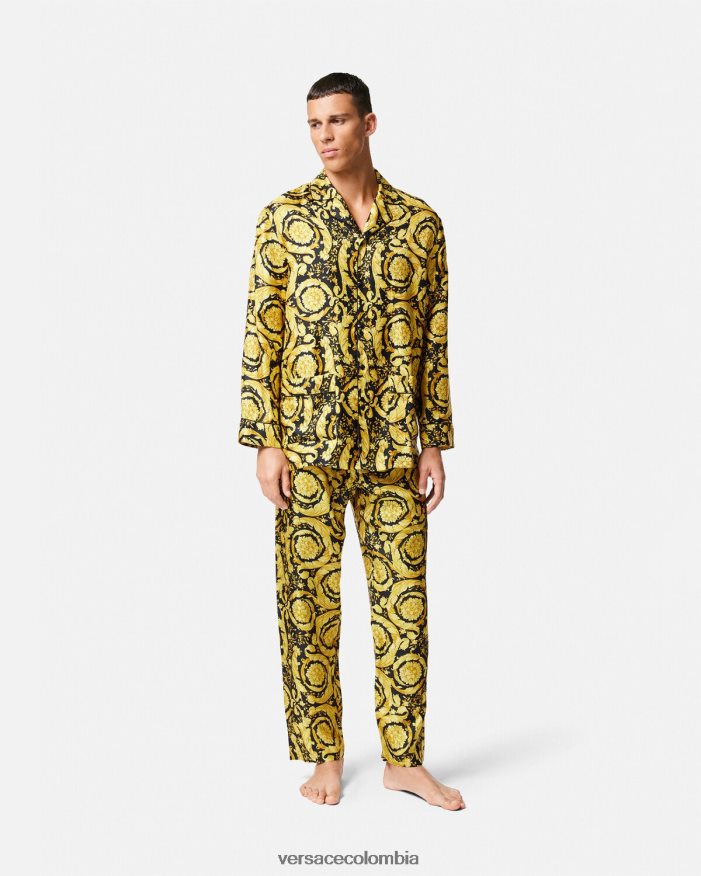 hombres pantalones de pijama de seda con estampado barroco Versace imprimir 2RP40F1736 ropa interior y ropa de playa