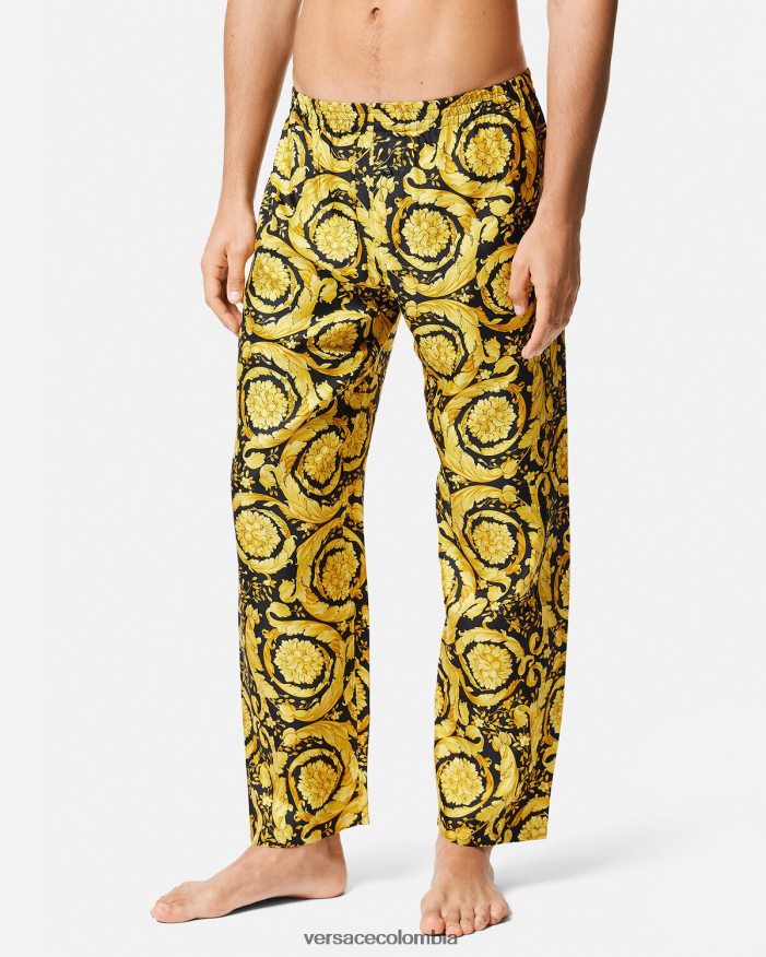hombres pantalones de pijama de seda con estampado barroco Versace imprimir 2RP40F1736 ropa interior y ropa de playa