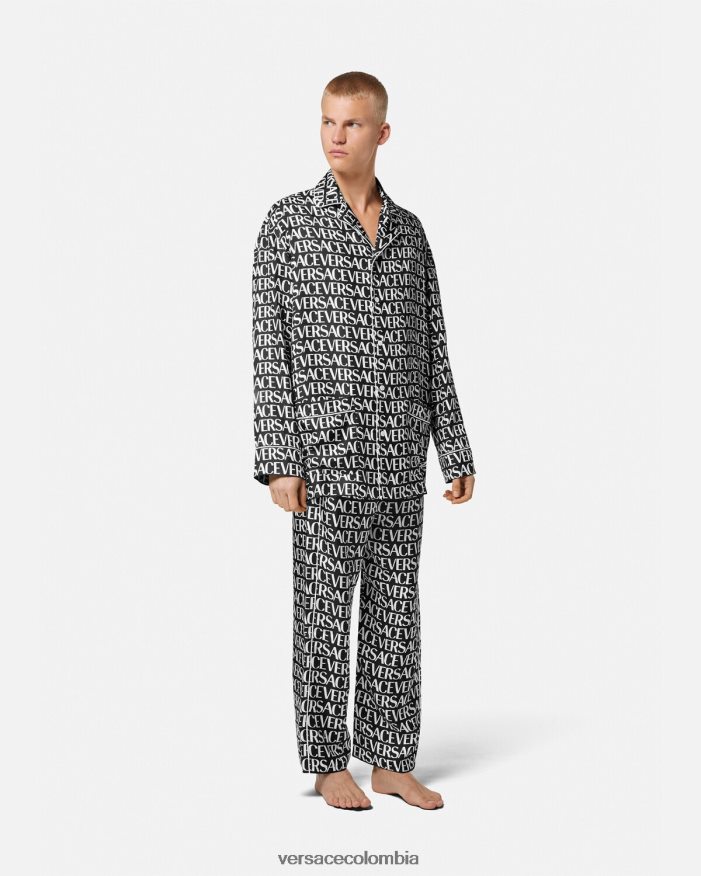 hombres top de pijama integral Versace negro y estampado 2RP40F1737 ropa interior y ropa de playa