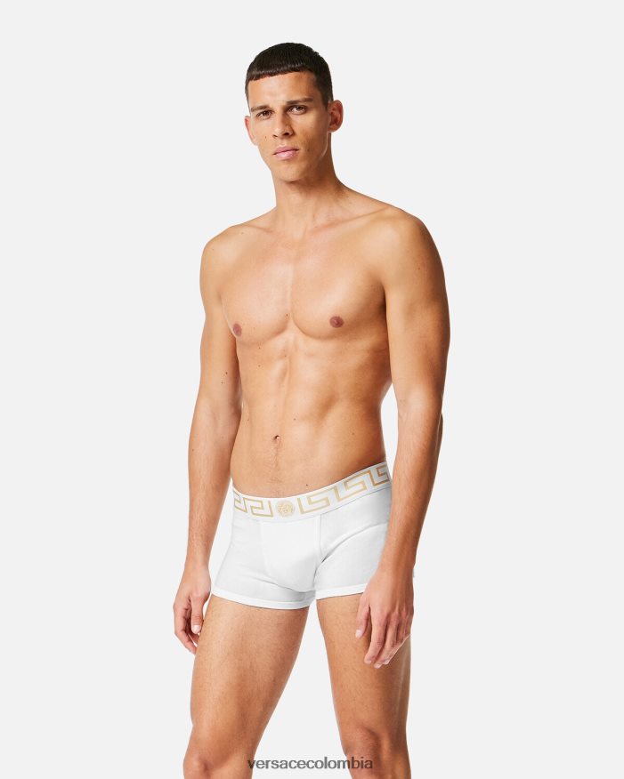 hombres calzoncillos con borde de greca Versace Oro blanco 2RP40F1758 ropa interior y ropa de playa