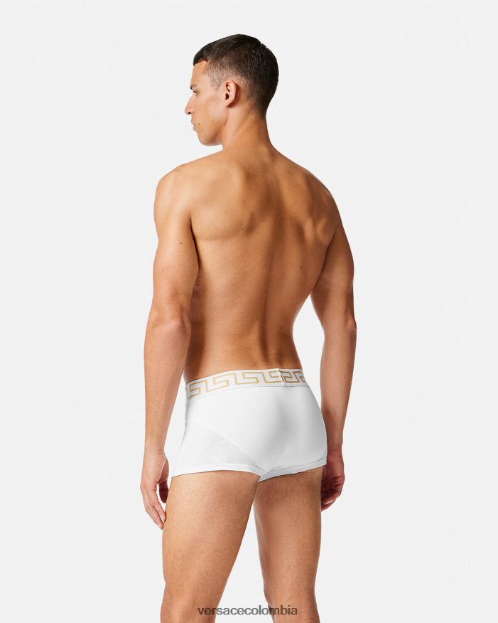 hombres calzoncillos con borde de greca Versace Oro blanco 2RP40F1758 ropa interior y ropa de playa