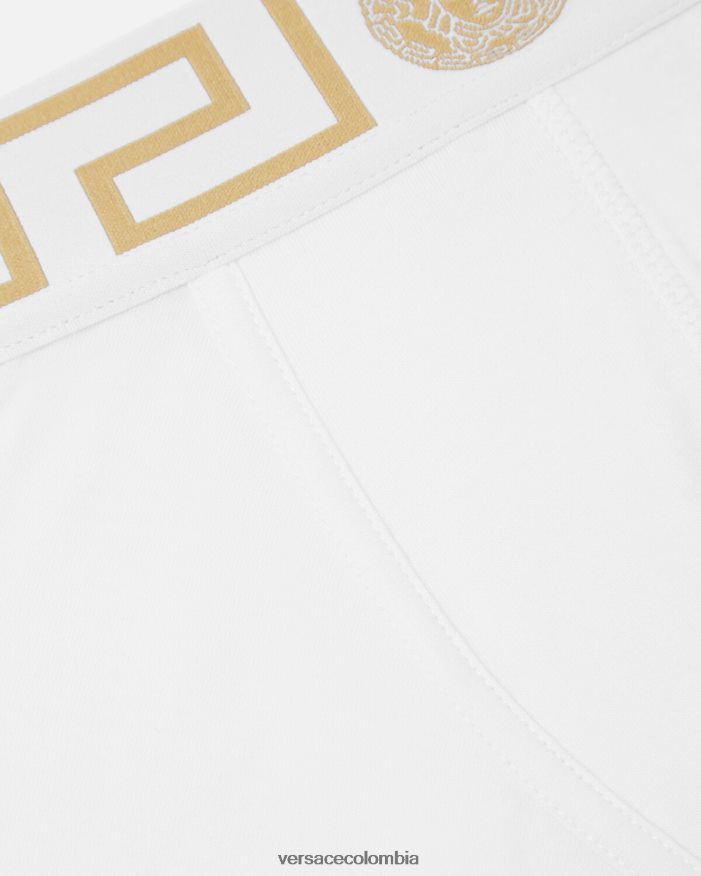 hombres calzoncillos con borde de greca Versace Oro blanco 2RP40F1758 ropa interior y ropa de playa