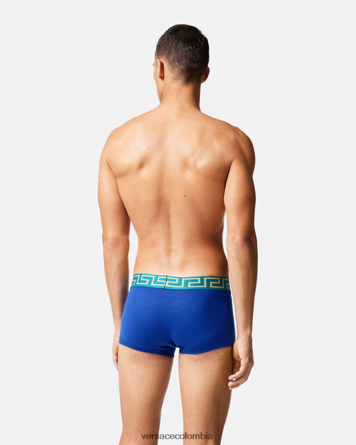 hombres calzoncillos con borde de greca Versace azul 2RP40F1745 ropa interior y ropa de playa