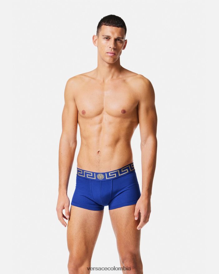 hombres calzoncillos con borde de greca Versace azul 2RP40F1757 ropa interior y ropa de playa