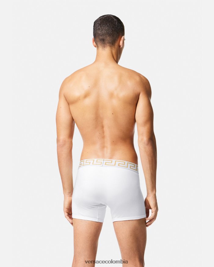 hombres calzoncillos largos con borde de greca Versace Oro blanco 2RP40F1767 ropa interior y ropa de playa