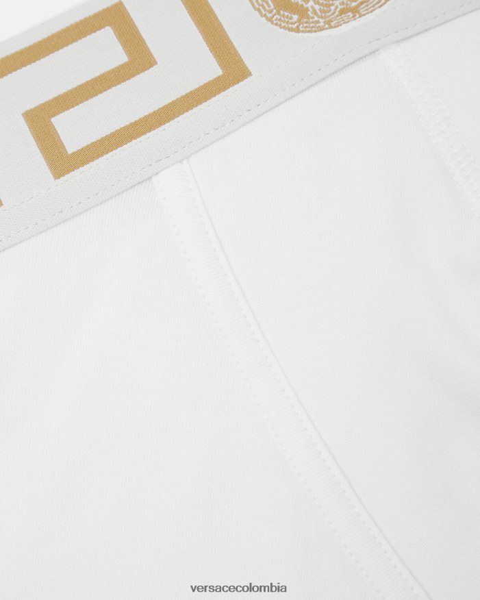hombres calzoncillos largos con borde de greca Versace Oro blanco 2RP40F1767 ropa interior y ropa de playa