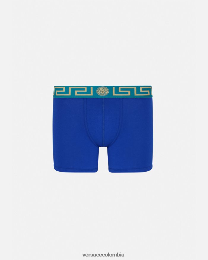 hombres calzoncillos largos con borde de greca Versace azul 2RP40F1747 ropa interior y ropa de playa