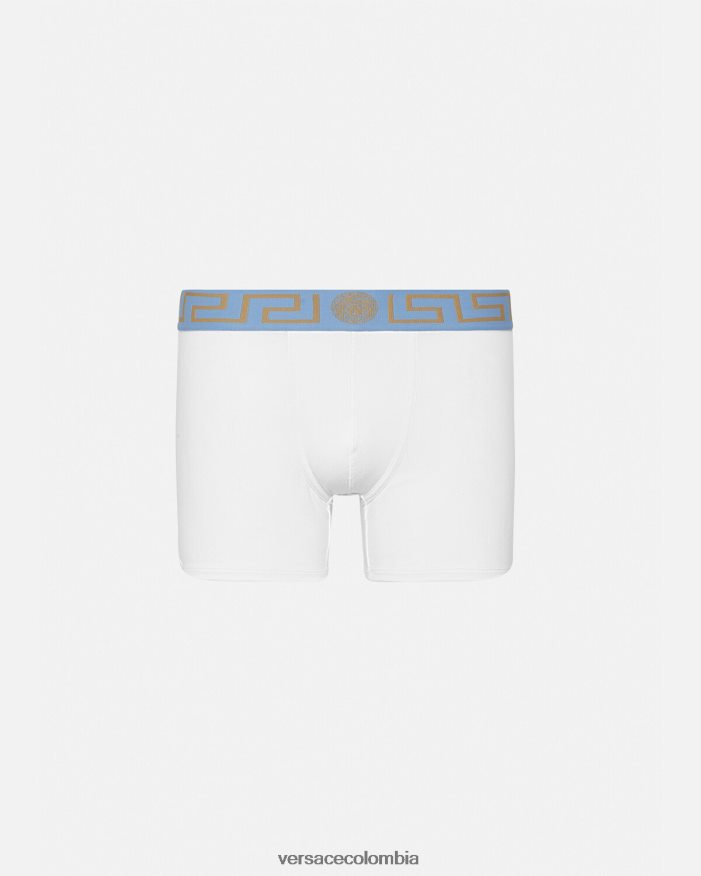 hombres calzoncillos largos con borde de greca Versace blanco 2RP40F1746 ropa interior y ropa de playa
