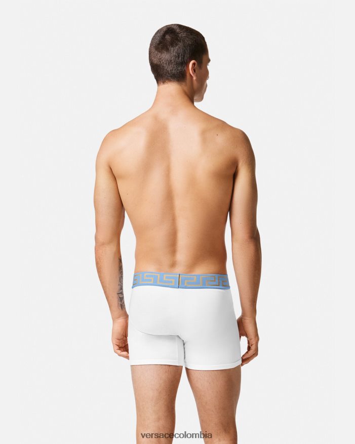 hombres calzoncillos largos con borde de greca Versace blanco 2RP40F1746 ropa interior y ropa de playa