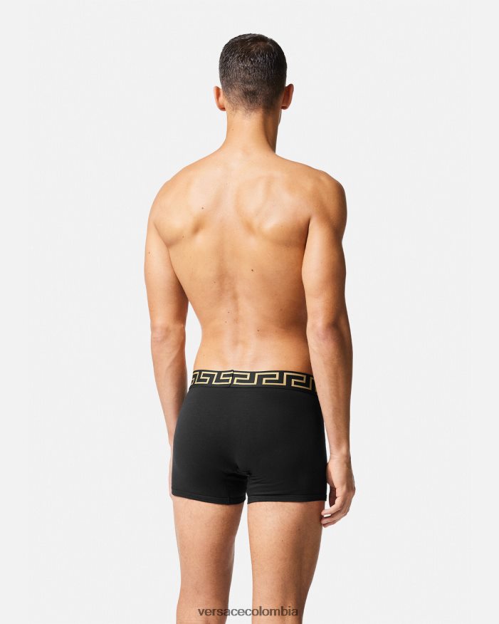 hombres calzoncillos largos con borde de greca Versace negro 2RP40F1765 ropa interior y ropa de playa