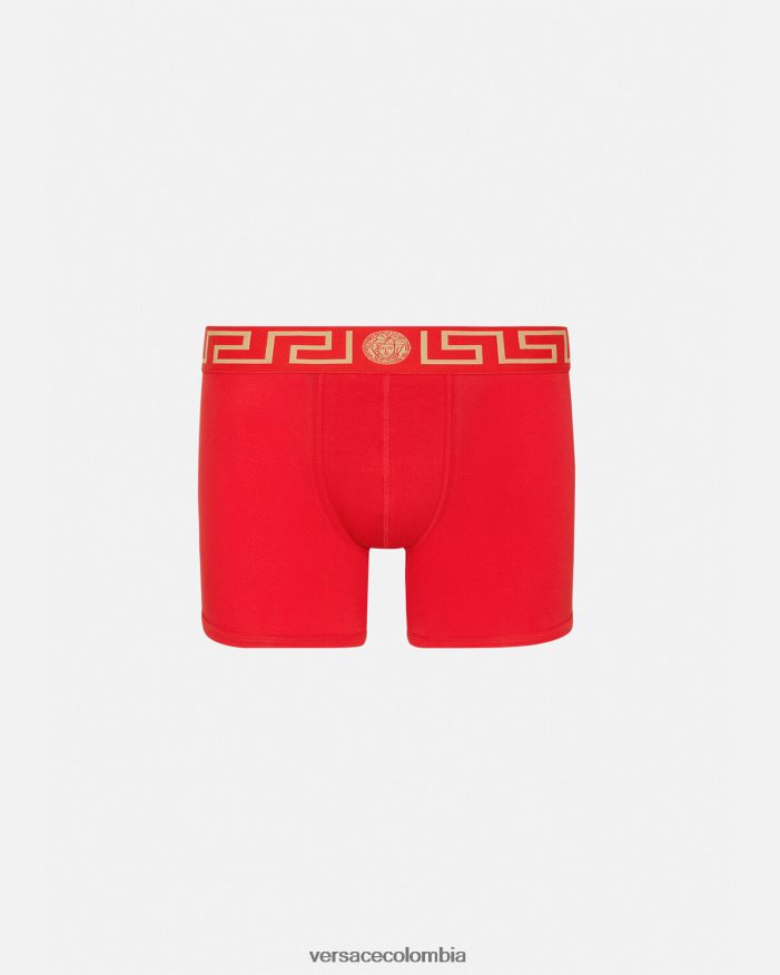 hombres calzoncillos largos con borde de greca Versace rojo 2RP40F1766 ropa interior y ropa de playa
