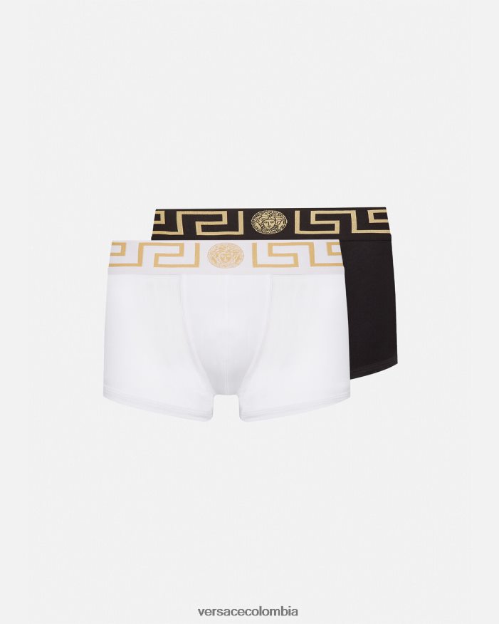 hombres pack de 2 calzoncillos con borde con greca Versace blanco negro 2RP40F1752 ropa interior y ropa de playa