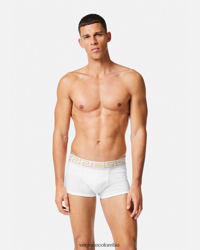 hombres pack de 2 calzoncillos con borde con greca Versace blanco negro 2RP40F1752 ropa interior y ropa de playa