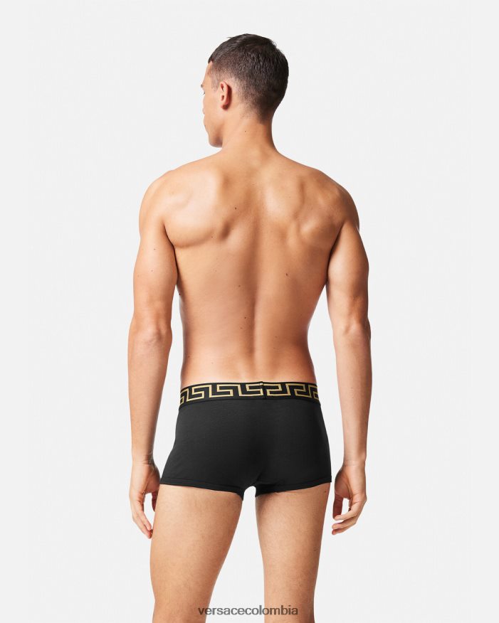 hombres pack de 2 calzoncillos con borde con greca Versace blanco negro 2RP40F1752 ropa interior y ropa de playa