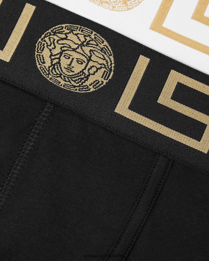 hombres pack de 2 calzoncillos con borde con greca Versace blanco negro 2RP40F1752 ropa interior y ropa de playa
