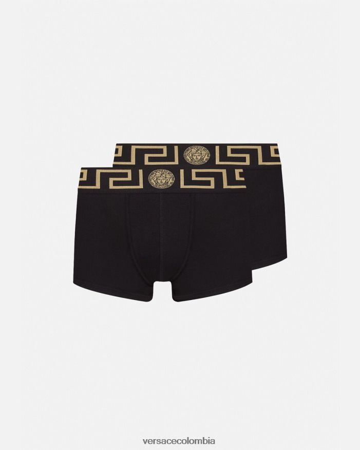 hombres pack de 2 calzoncillos con borde con greca Versace negro 2RP40F1753 ropa interior y ropa de playa