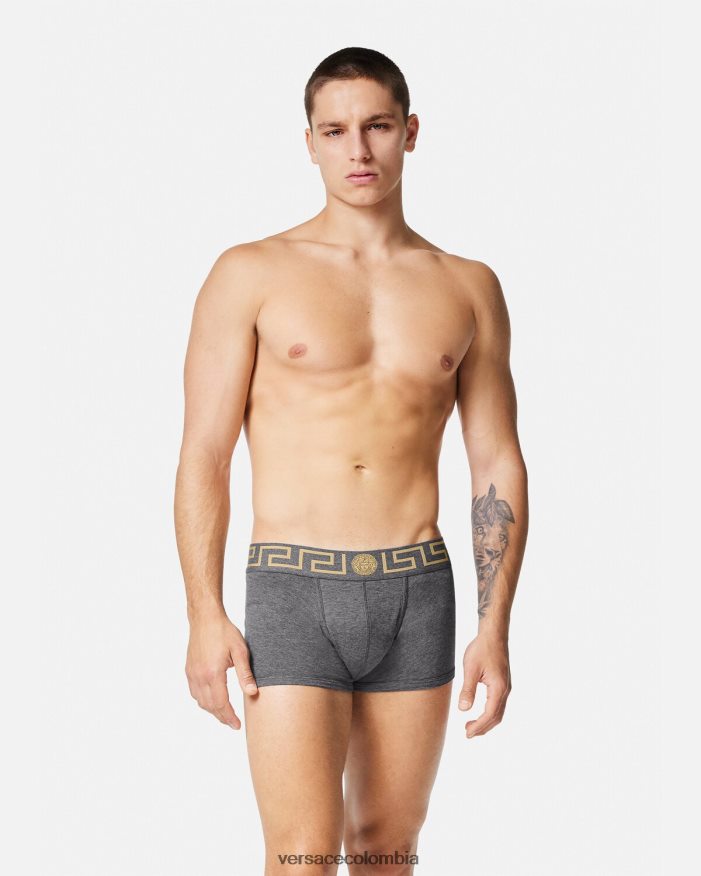 hombres pack de 3 calzoncillos con borde con greca Versace blanco y negro y gris 2RP40F1751 ropa interior y ropa de playa