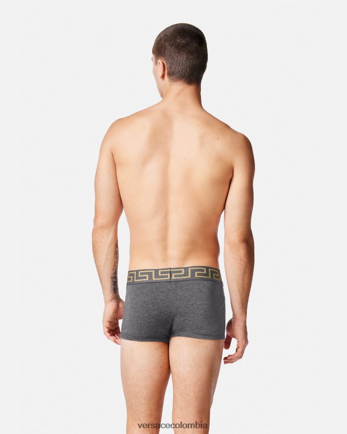hombres pack de 3 calzoncillos con borde con greca Versace blanco y negro y gris 2RP40F1751 ropa interior y ropa de playa