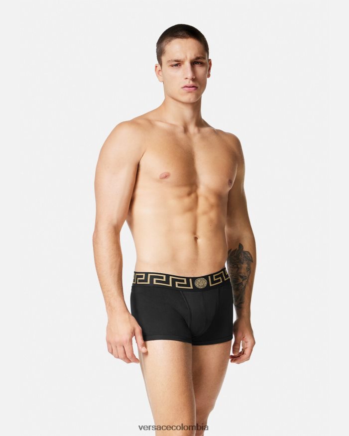 hombres pack de 3 calzoncillos con borde con greca Versace blanco y negro y gris 2RP40F1751 ropa interior y ropa de playa