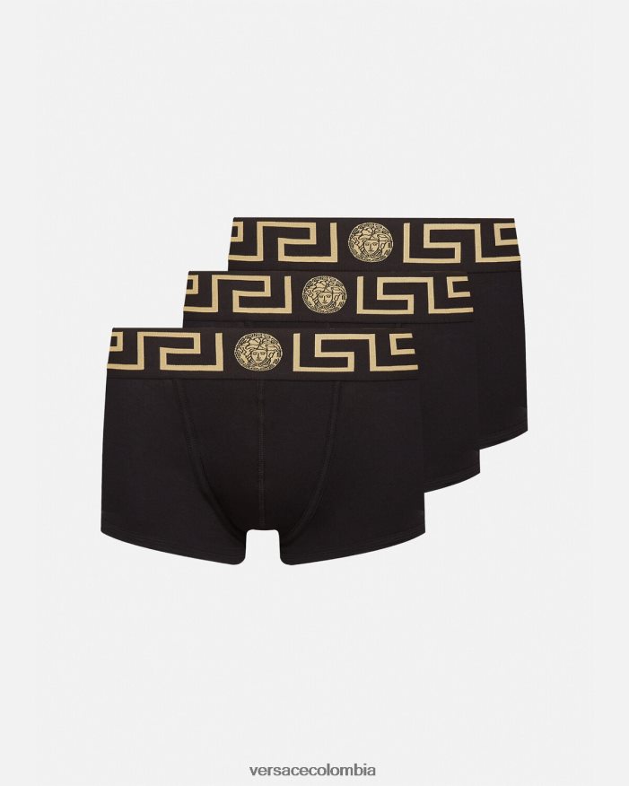hombres pack de 3 calzoncillos con borde con greca Versace negro 2RP40F1750 ropa interior y ropa de playa