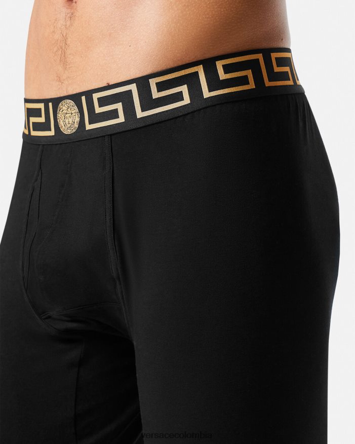 hombres ropa interior larga con borde de greca Versace negro 2RP40F1760 ropa interior y ropa de playa