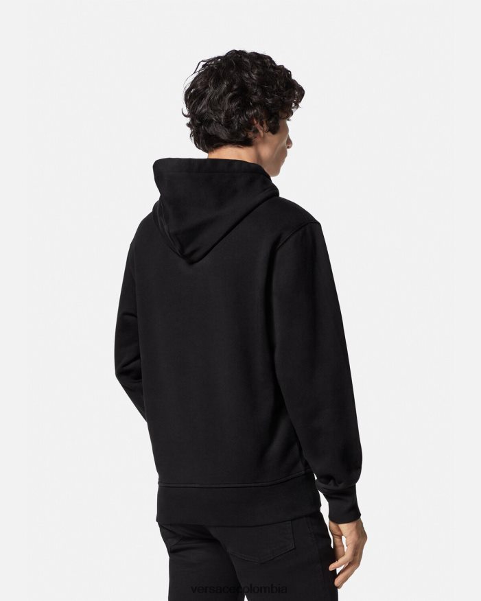 hombres sudadera con capucha y logo de garantía Versace negro 2RP40F2366 ropa
