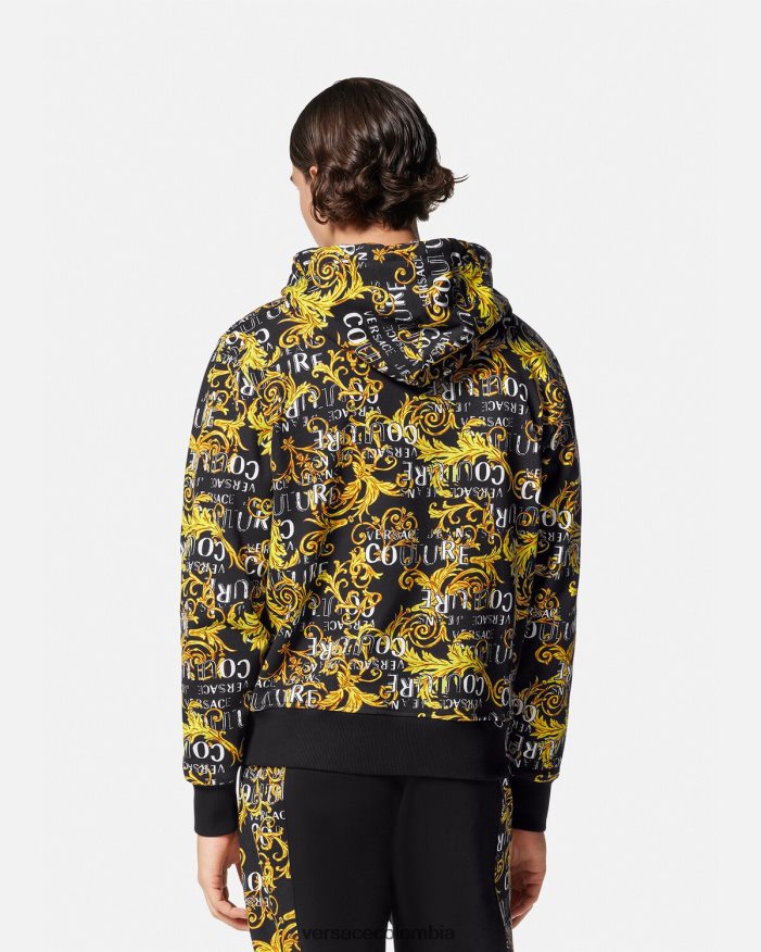 hombres sudadera con logo y cremallera Versace oro negro 2RP40F2403 ropa