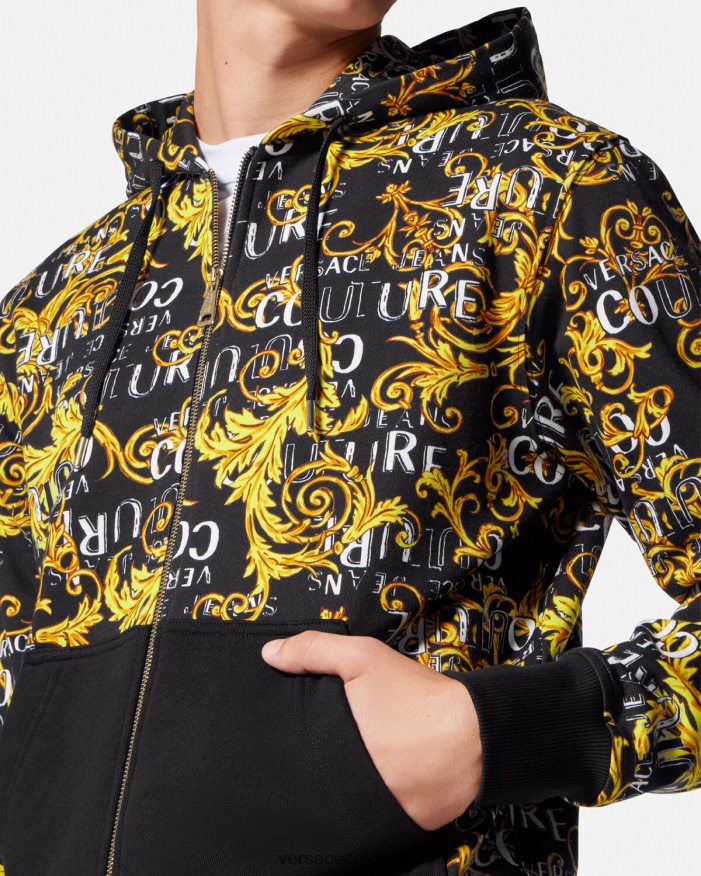 hombres sudadera con logo y cremallera Versace oro negro 2RP40F2403 ropa