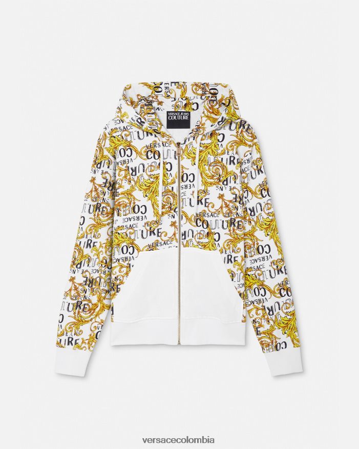 hombres sudadera con logo y cremallera Versace oro y blanco 2RP40F2404 ropa